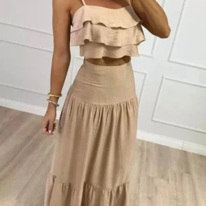 Comprar Conjunto De Lino Bohemio: Top Corto Y Falda en Chile - Vista 1